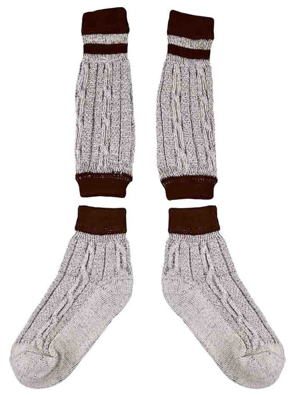 Men’s Oktoberfest Socks Grey Brown Stripes Bavarian German Lederhosen Knit Socks